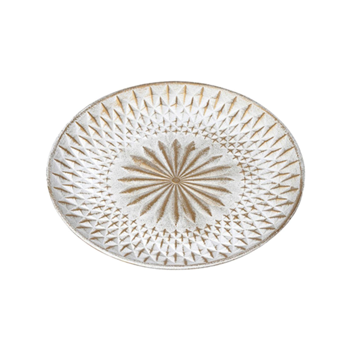 Maxbell Arabic Style Round Wood Dish Plate Dessert Fruits Serving Tray Decorative Diameter 35