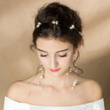 Maxbell Wedding Bridal Party Pearl Hair Band Headband Hair Accessories Eardrop Set - Aladdin Shoppers