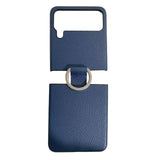 Maxbell Phone Case Protective Case Protection for Z Flip4 5G Folding Phone Accessory Blue Lychee Pattern