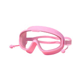 Maxbell Swimming Goggles Swim Glasses Large Frame Diving Glasses with Earplugs Pink Clear Boxed