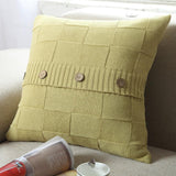 Max 100% Cotton Cable Knit Button Throw Pillow Case 45x45cm Beige_2