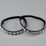 Maxbell Detachable Leather Rivet Shoe Straps for Loose High Heeled Shoes Silver