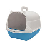 Maxbell Cat Litter Box with Lid Portable Anti Splashing Easy Tidy Handle blue