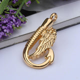 Maxbell Stainless Steel Fish Hook Angel Wing Pendant Cremation Ashes Keepsake Golden