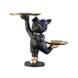 Maxbell Dog Storage Tray Statue Candy Dish Figurines for Table Apartment Decoration black