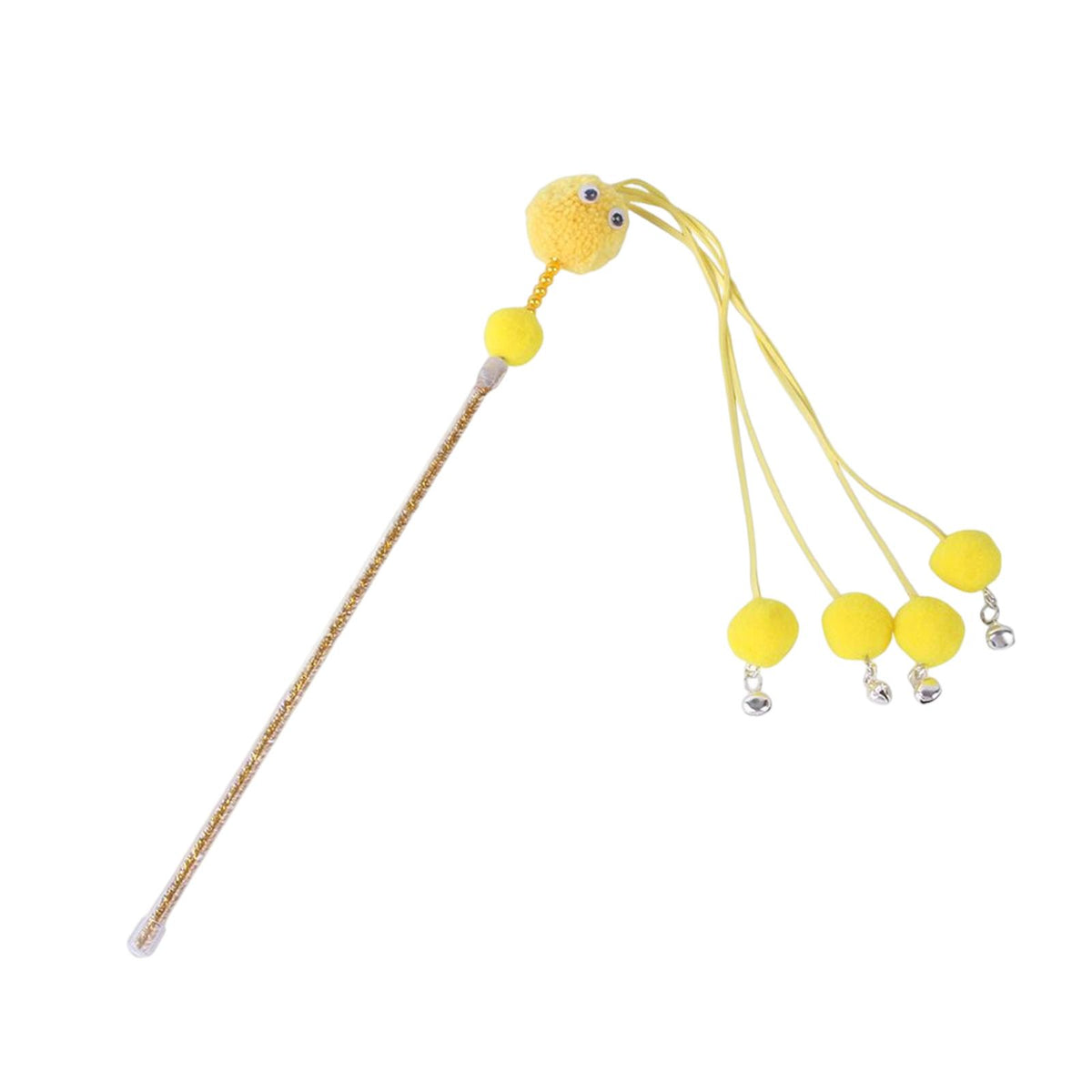 Maxbell Cat Teaser Wand Toy Interactive Toy Chew Toy IQ Improving Kitten Rod Toy Yellow