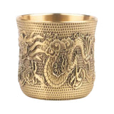 Maxbell Vintage Brass Cup Drinking Glass Engraved Gifts Classical Crafts for Bar