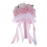 Maxbell Artificial Bridal Bouquet Bride Bridesmaid Flower Bouquet with Pearls Pink
