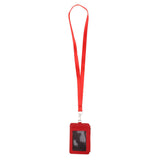 Maxbell 2 Sided PU Leather Card Badge Holder with Zip Neck Strap Wallet Case Red