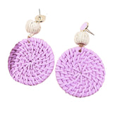 Maxbell Rattan Earrings Straw Wicker Braid Woven Bohemian Earrings for Women Girls Purple