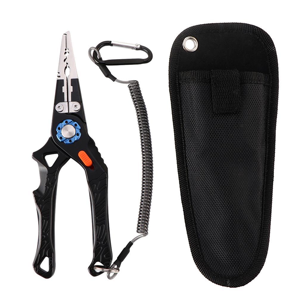 Maxbell Multifunctional Long Nose Fishing Plier Hook Remover Wire Line Cutter Black