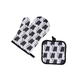 Maxbell Halloween Pattern Oven Mitts Gadget with Mat for Household BBQ Cat
