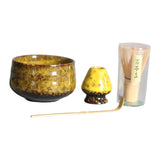 Maxbell 4Pcs Japanese Matcha Set Matcha Traditional Japanese Tea Ceremony Yellow