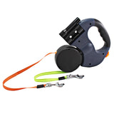Maxbell Double Retractable Dog Leash with Garbage Bag Box for Small Medium Dogs Gray