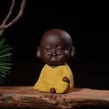 Max Small Mini Buddha Statue Monk Figurine Tea pet Decorative Ornaments Yellow - Aladdin Shoppers