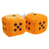 Maxbell 2Pcs Retro Fuzzy Dice with Dots Plush Dice Craps Pendant Ornament Yellow