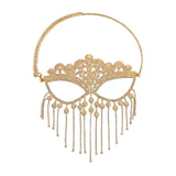 Maxbell Masquerade Face Chain Tassels Mask Headpiece Jewelry Rhinestone Accessories Golden