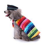 Maxbell Pet Costume, S/L,Dog Puppy Mexican Serape Poncho with Black Hat Halloween L