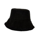 Maxbell Elegant Plush Bucket Hat Autumn Winter Hat for Backpacking Travel Parties Black