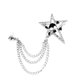Maxbell Elegant Blouse Shirt Collar Neck Tip Brooch Pin Lapel Chain Tassel Clip Silver