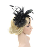 Maxbell Lady Feather Fascinator Flower Veil Hat Hairband Wedding Costume Black