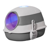 Maxbell Collapsible Cat Litter Box Easy Clean Kitten House Closed Gray with Lamp