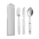 Maxbell 3Pcs Camping Utensils Flatware Spoon Fork Knife for Survival BBQ Backpacking Silver