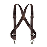 Maxbell Mens Suspender Swivel Hook X Shaped Elastic 1.4" Wide Adjustable Suspenders Coffee