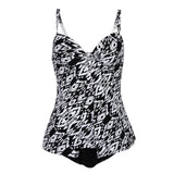Max Women Two Piece Tankini Top Briefs Bottom Swimsuit Beachwear L White print