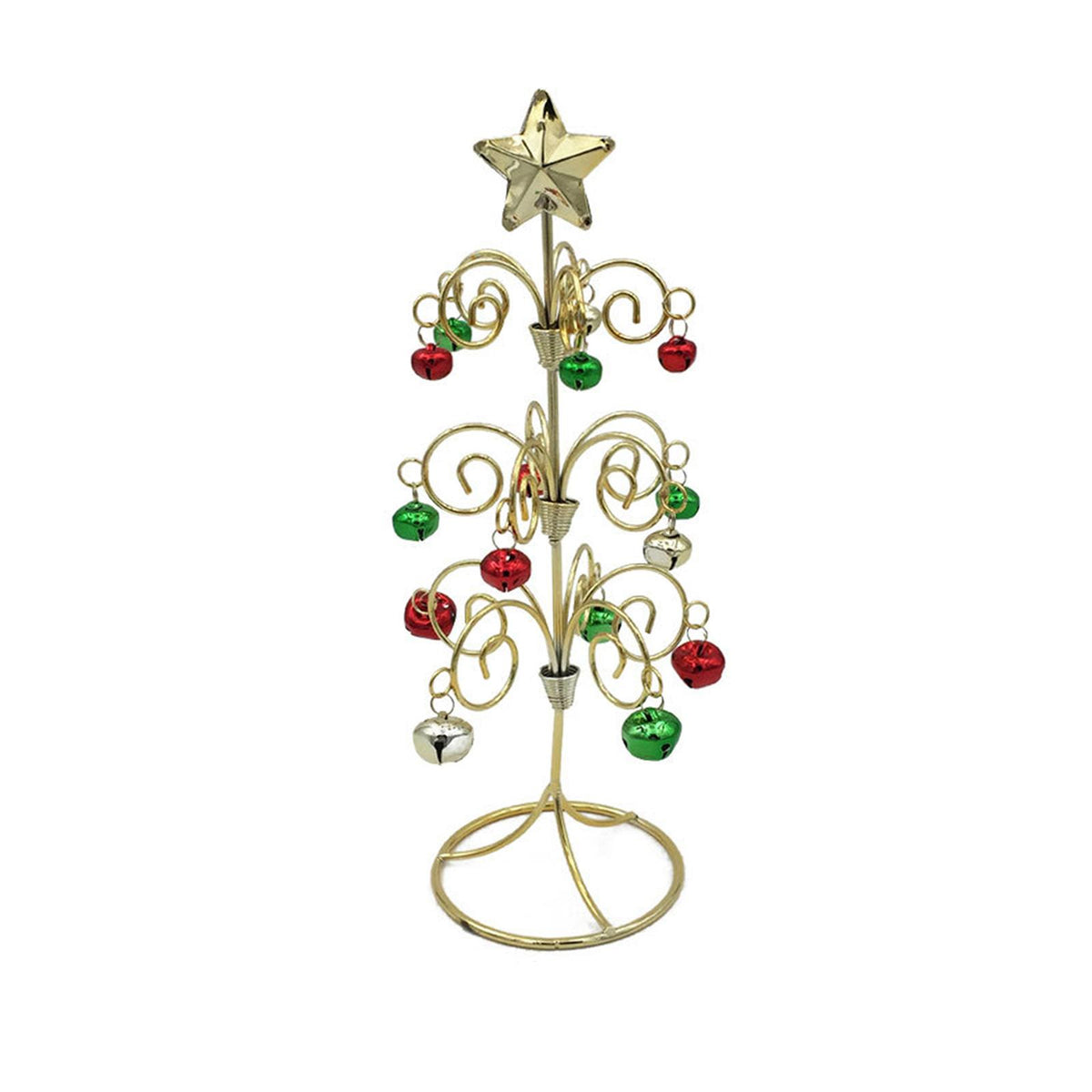 Maxbell Metal Mini Christmas Tree Crafts Decor Artificial Tree for Bedroom Holiday Red Green Aureate