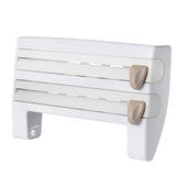 Maxbell Wall Mount Kitchen Roll Holder Cling Film Storage Rack Foil Cutter White