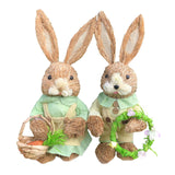 Maxbell Cartoon 2 Pieces Easter Bunny Rabbit Straw Figures 35cm Ornaments Lifelike Style C