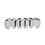 Max Grills Hip Hop Upper Lower 6 Teeth Caps Halloween Cosplay Silver Bottom