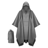 Maxbell Hooded Rain Poncho Portable Rainwear Jacket for Backpacking Gray