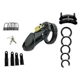 Maxbell Men Male Chastity Device Cage with 5 sizes Rings & Lock & Keys Black