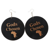 Maxbell Vintage Black Wood Ethnic Lettering Tribal Dangle Earring Gods Chosen