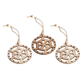 Max 3 Pieces Round Wood Hollow Christmas Tree Hanging Ornaments Rudder