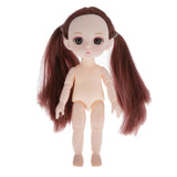 Maxbell Lovely 16cm Ball Jointed Girl Doll Nude Body DIY Parts Brown Horsetail