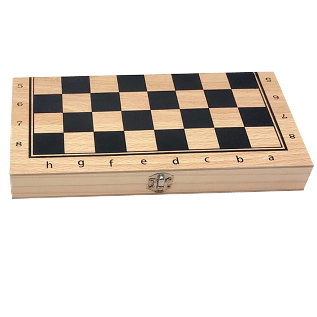 Max Handmade Wood Folding International Travel Chess Set Board Game Toy 24x24cm