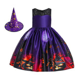 Maxbell Girl Witch Halloween Costume Dress Fancy Dress Cosplay Festival Party Outfit Height 130cm