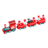 Maxbell Wooden Christmas Train Statue Ornament Trains Figurines for Decoration Red