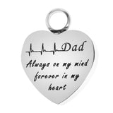 Maxbell Stainless Steel Heartbeat ECG Cremation Urn Memorial Pendant Dad