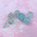 Max 7pcs Gem Acrylic Multi-Sided Dice Polyhedral Dice D&D TRPG Game Light Blue