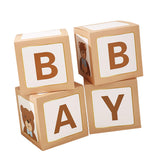 Maxbell 4x Baby Boxes Reusable Balloons Boxes for Xmas Holiday Photography Props Light Brown