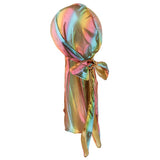 Max Shiny Rainbow Silky Chemo Scarf Cap Musilim Hat Durag Headwrap Gold