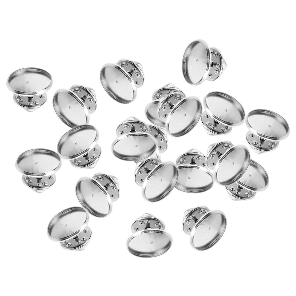 Max 20 Set Metal Brooch Making Blank Cabochon Bezel Setting Trays for Badge 12mm