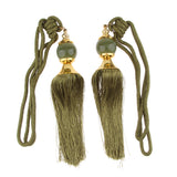 Max 1 Pair Hanging Ball Curtain Tassel Fringe DIY Curtain Accessories Deep Green