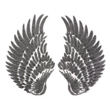 Max 1 Pair Wing Embroidered Applique Motif Sequins Sew Iron On Patch Decor Black