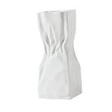 Maxbell Modern Crumpled Ceramic Vase Flower Pot Ornament for Porch Dining Room Decor 28.5cmx11.5cmx10cm