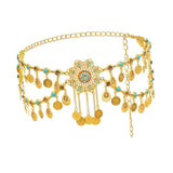 Maxbell Retro Style Belly Waist Chain Waist Belt Tassel Hollow Costume Accessory Golden